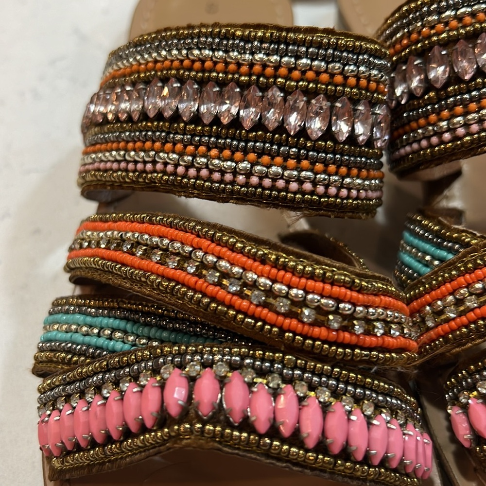 Matisse Leather Korbin slip on multicolored bead embellished sandals sz8 - Picture 9 of 14